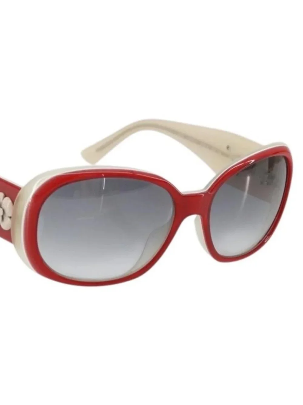 CHANEL Camelia Sunglasses plastic Red 5113 CC Auth YKZ1411A